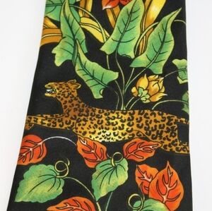 Vintage Oleg Cassini Leopard Tie, 1970s Polyester Necktie